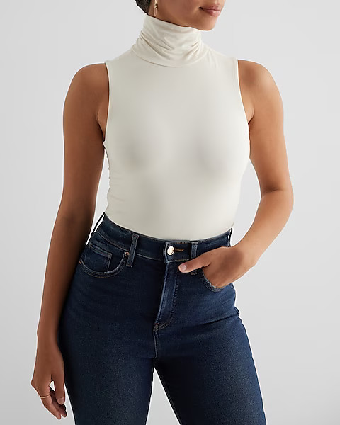 Supersoft Fitted Turtleneck Sleeveless Bodysuit | Express