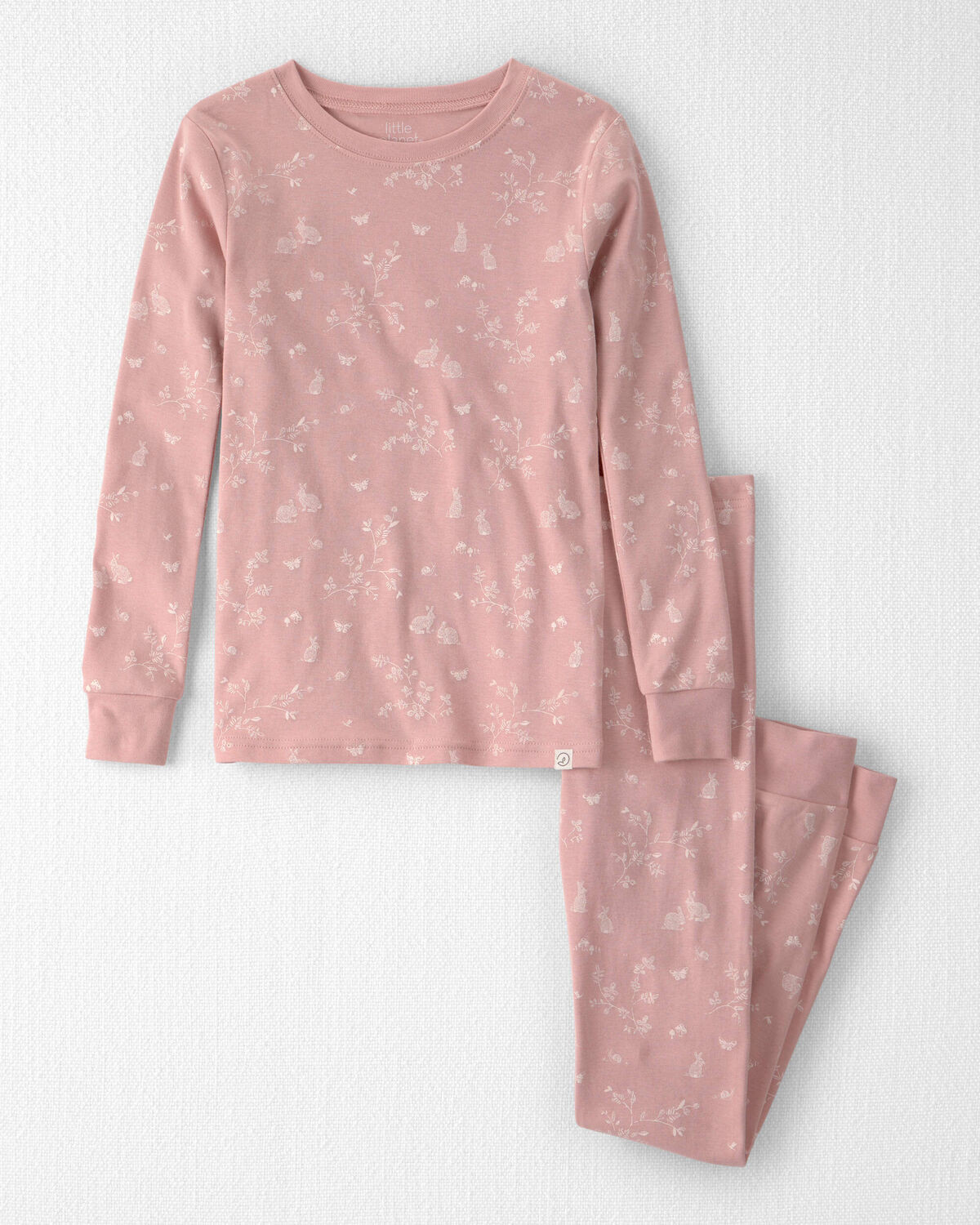 Girls 2-Piece Organic Cotton Ribbed Pajama Set in Pink Bunnies | Carter's Inc