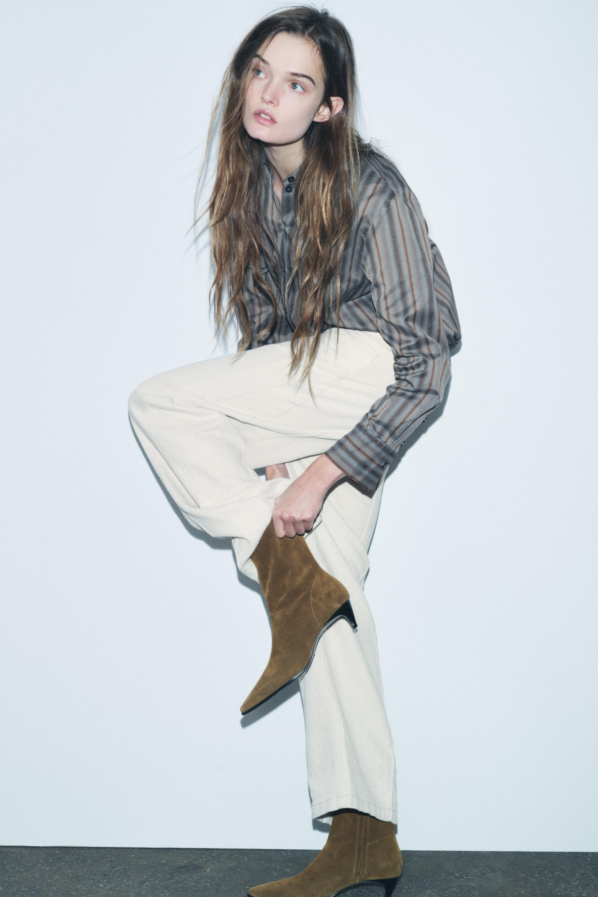 SPLIT SUEDE KITTEN HEEL ANKLE BOOTS | Zara UK