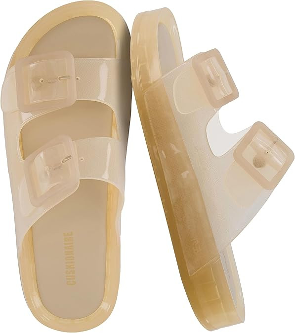 CUSHIONAIRE Pool Slides For Women Waterproof Double Buckle Adjustable Slip-On Womens Sandals For ... | Amazon (US)