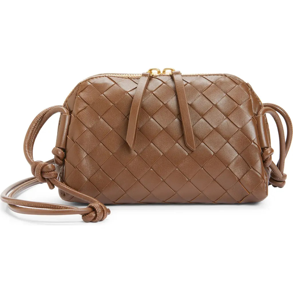 Bottega Veneta Mini Concert Intrecciato Leather Crossbody Bag in 2810 Nocciola-Gold at Nordstrom | Nordstrom
