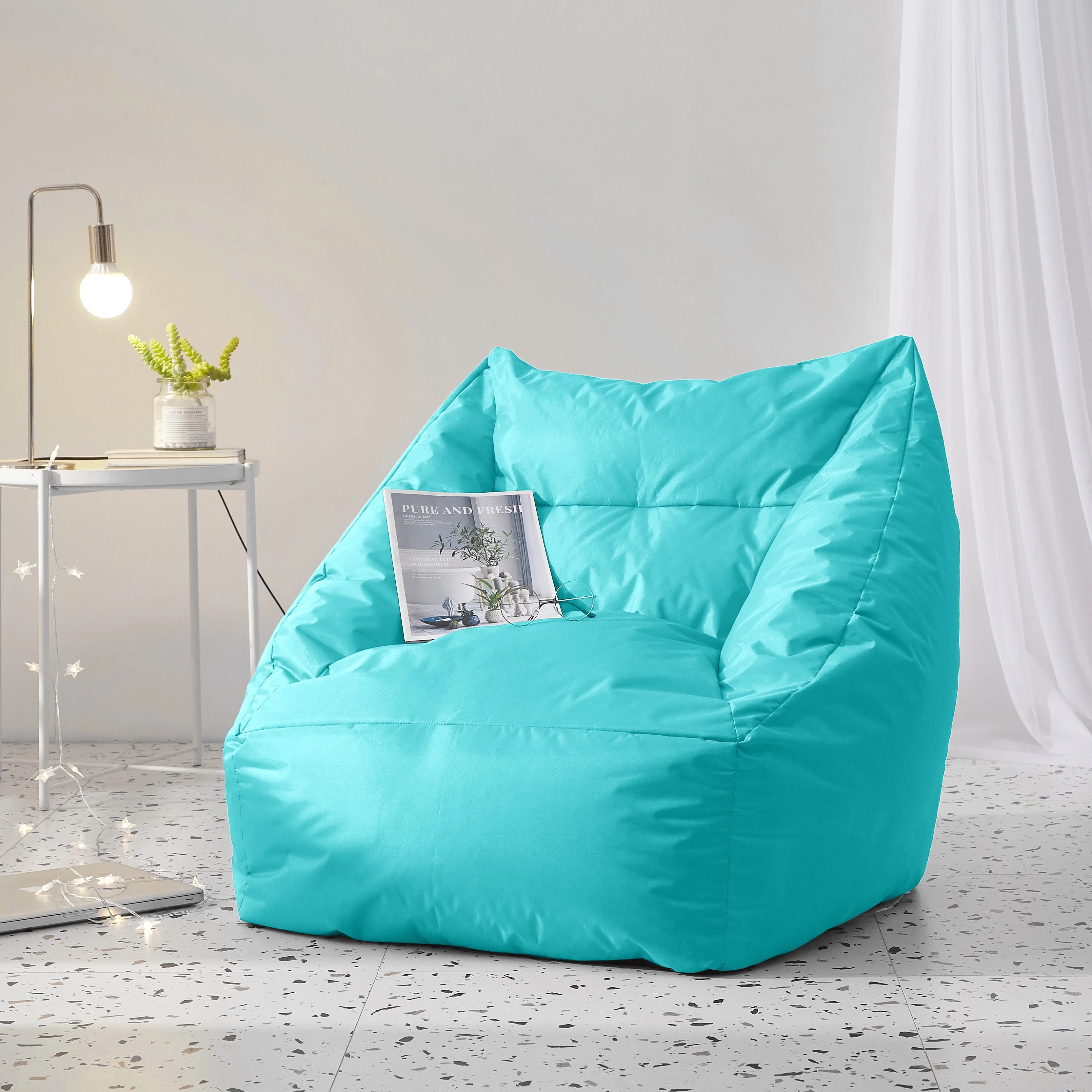 Urban Shop Structured Canvas Bean Chair, Aqua | Walmart (US)
