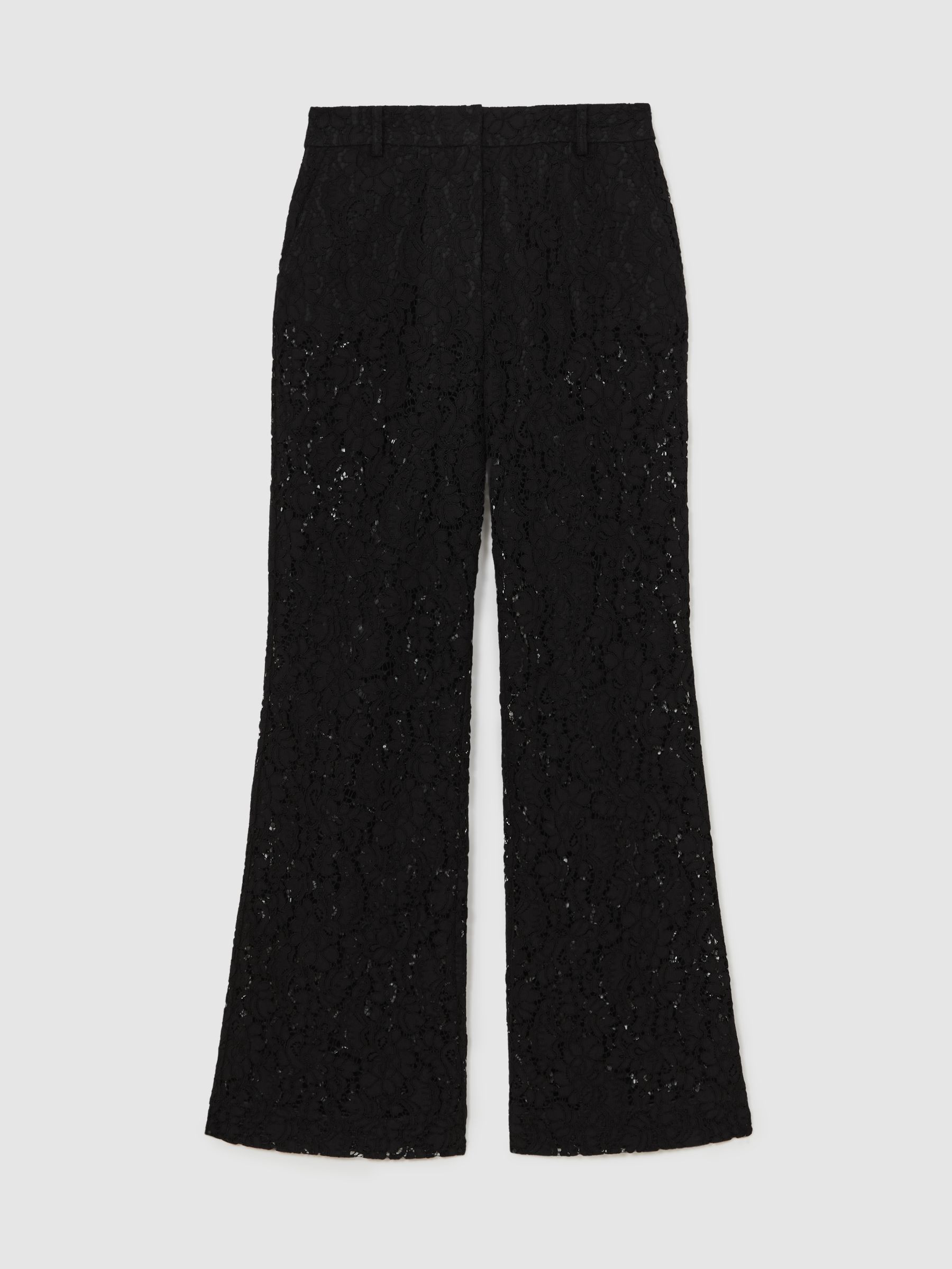 Lace Wide Leg Trousers in Black | Reiss UK