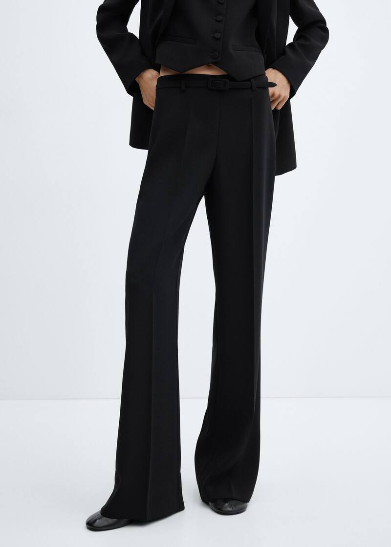 Wideleg pants with belt -  Women | Mango USA | MANGO (US)