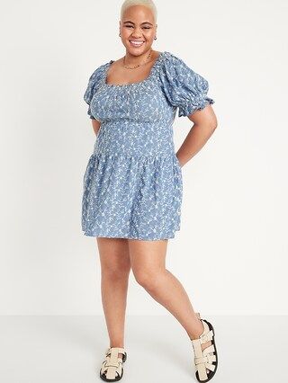 Puff-Sleeve Tiered Mini Swing Dress for Women | Old Navy (US)