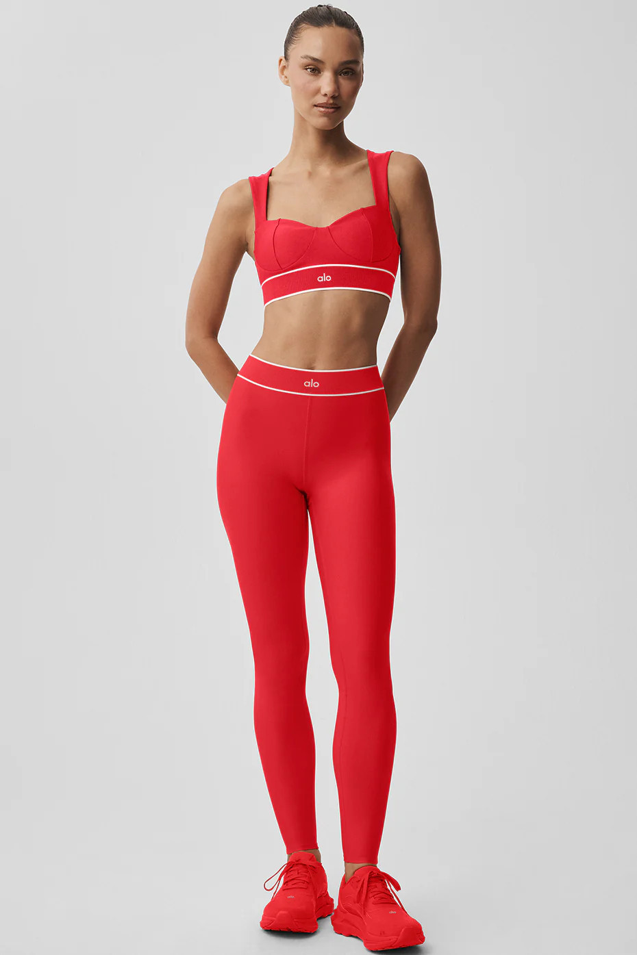 ALO | Airlift High-Waist Alignment Legging in Bright Red/White, Size: Small | Alo Yoga (US)