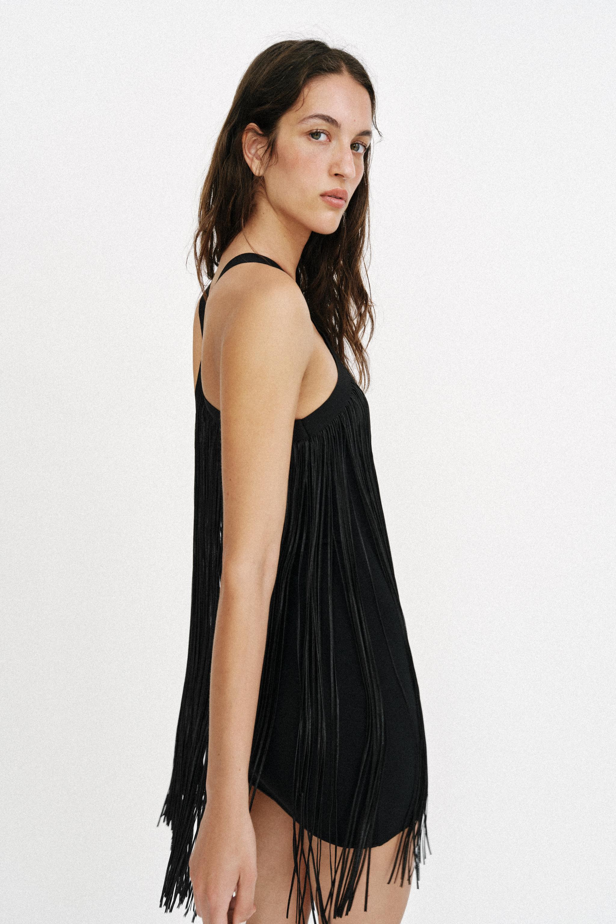 FRINGED SHORT DRESS | Zara US