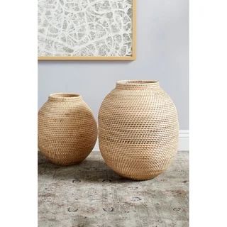 Handwoven Natural Bamboo Vase (Brown - 14 x 17) | Bed Bath & Beyond
