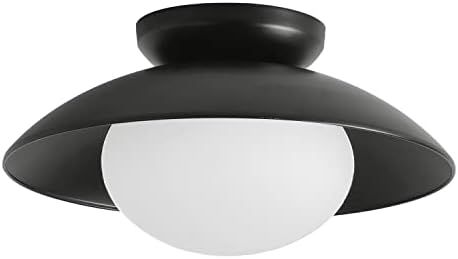 Pirxxiy Soft Black Semi-Flush Mount Ceiling Light Fixture, Bowl Lampshade Vintage Close to Ceilin... | Amazon (US)