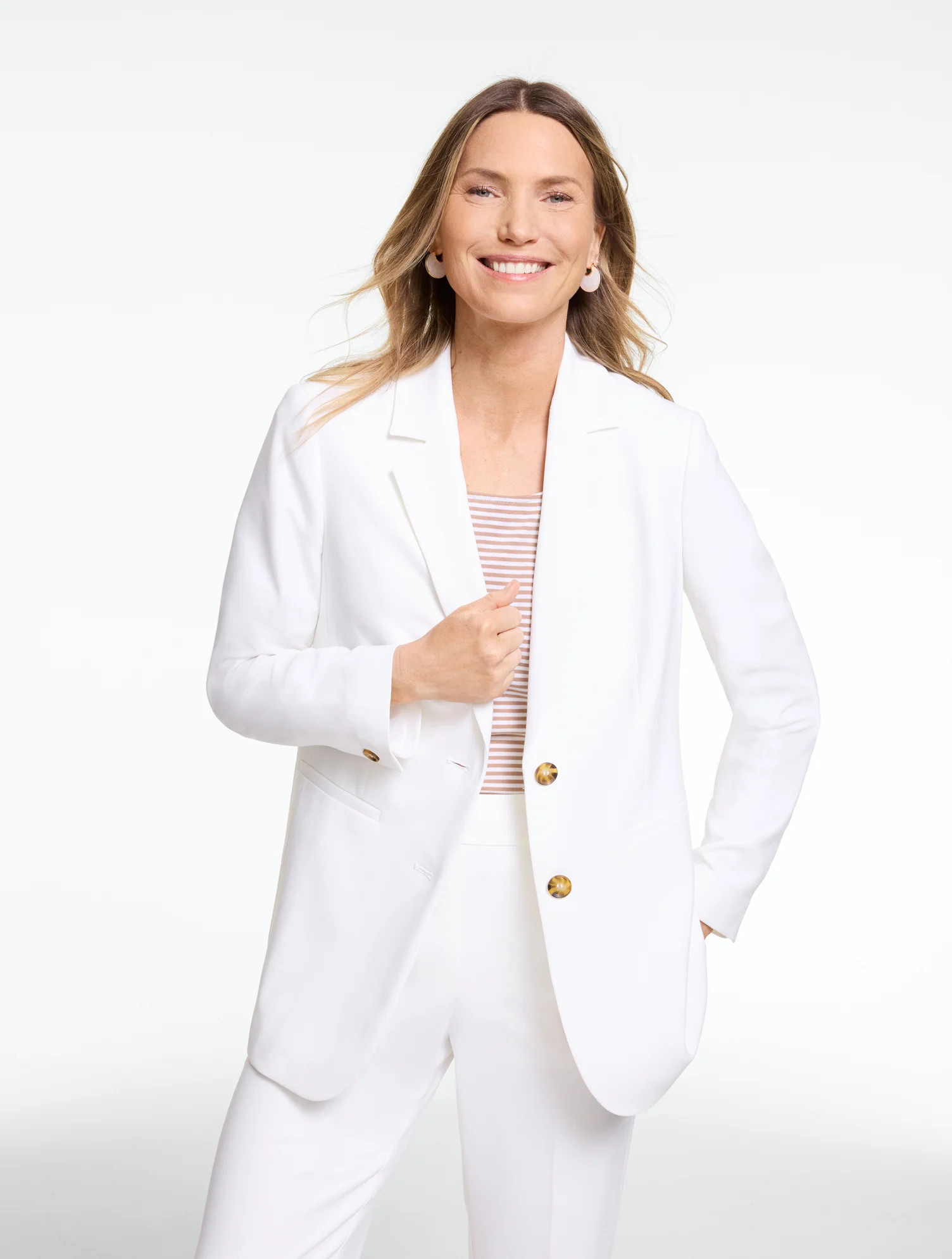 Polished Crepe Blazer - White - 14 Talbots | Talbots
