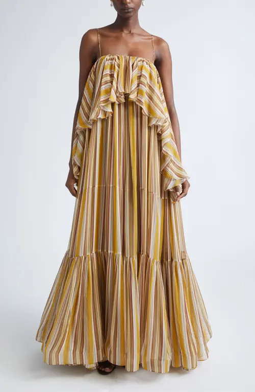Zimmermann Rebellion Bohemian Stripe Slipdress in Mustard Stripe at Nordstrom, Size 0 | Nordstrom