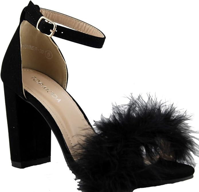 TOP Moda Womens Hannah-1 Platform Chunky Heel Metallic Glitter Party Ankle Strap High Heel Sandal | Amazon (US)