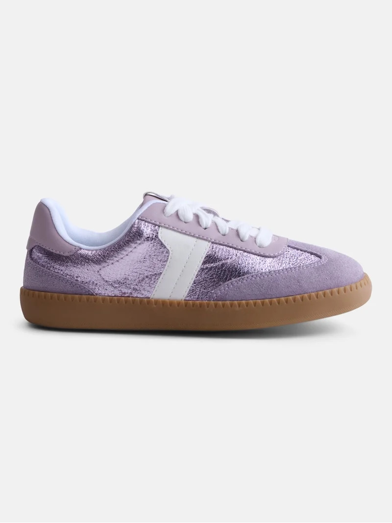 Wonder Nation Little and Big Girls Casual Soccer Sneakers with Ribbon Laces | Walmart (US)