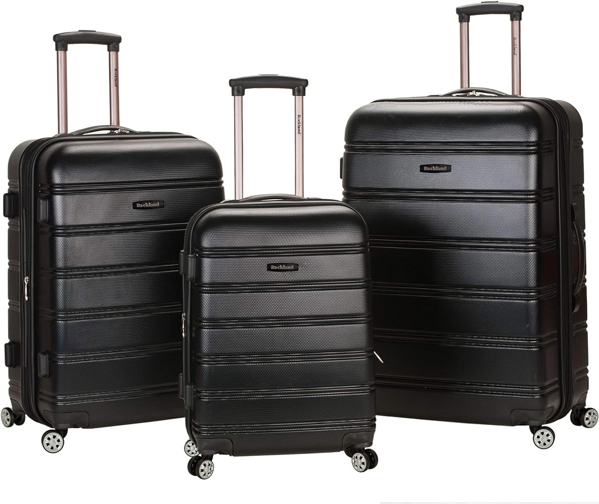 Rockland Melbourne Hardside Expandable Spinner Wheel Luggage, Black, 3-Piece Set (20/24/28) | Amazon (US)