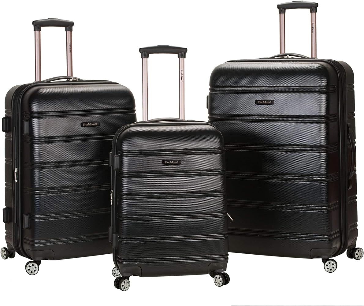 Rockland Melbourne Hardside Expandable Spinner Wheel Luggage, Black, 3-Piece Set | Amazon (US)