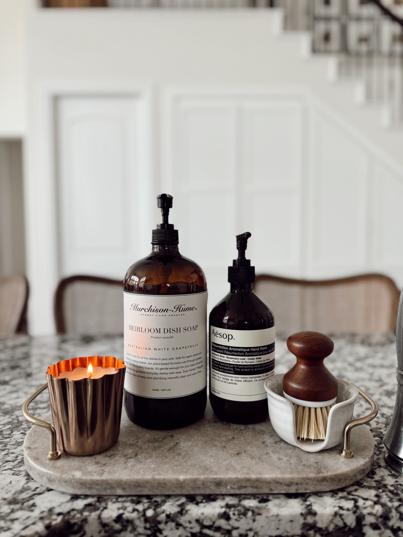 kitchen sink idea 🫧

+ tray: newer find! Has the prettiest brass handles and marble base 😍
+ amber glass dish soap
+ luxe hand soap
+ cute dish scrubber from target
+ copper scalloped candle

What do you think of this idea?

Sink decor, interior, tips, ideas, styling, home, kitchen, cozy, Target, Target home, affordable, budget friendly, organic modern 

#LTKFindsUnder50 #LTKFindsUnder100 #LTKHome