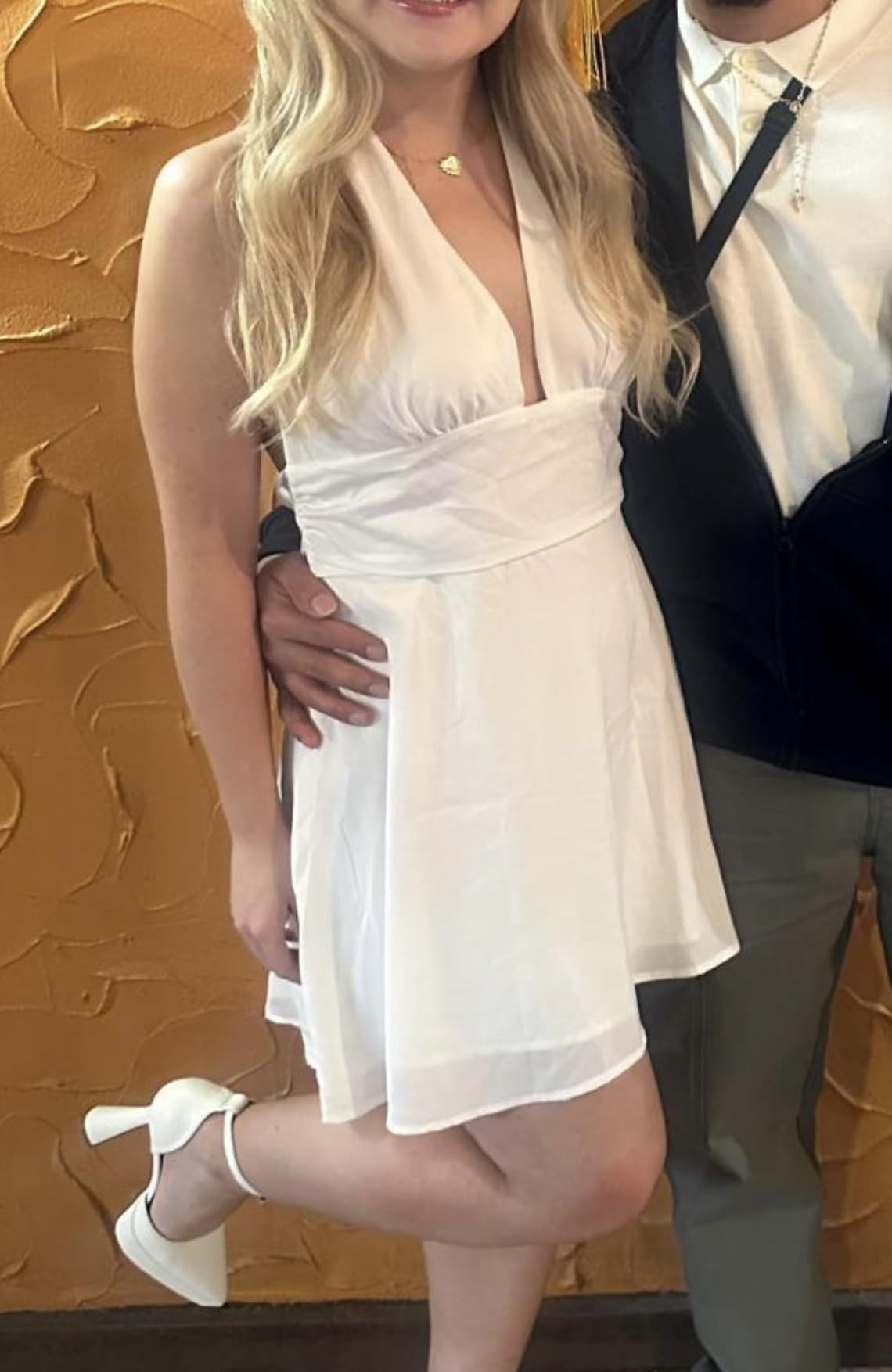 GOKATOSAU Women's Halter Deep V Neck Flowy Chiffon Bow Tie Backless Summer Mini Dress | Amazon (US)