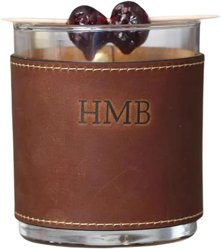 Barrel Down South Custom Leather Wrap – [Pack of 2] Set of Rock Glasses with Monogrammed Leathe... | Amazon (US)