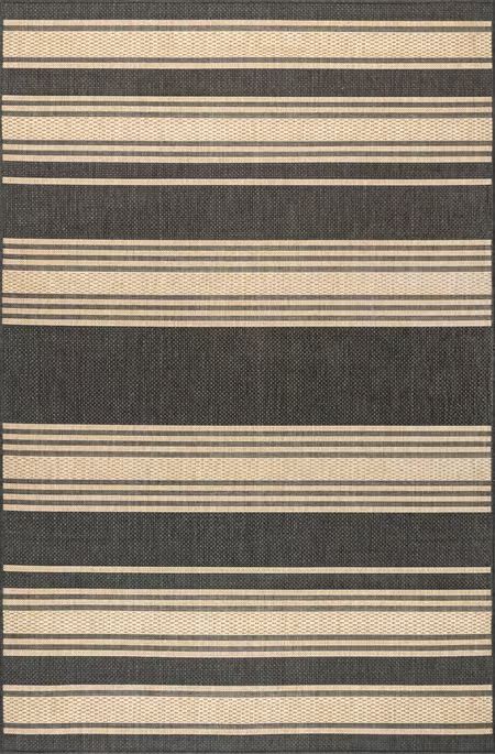 Charcoal Romy Striped Indoor/Outdoor 5' x 8' Area Rug | Rugs USA