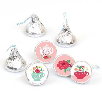 Big Dot of Happiness Floral Let's Par-Tea - Garden Tea Party Round Candy Sticker Favors - Labels Fits Chocolate Candy (1 sheet of 108) | Target