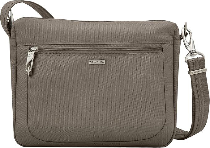 Travelon Anti-Theft-Class Small East/West Crossbody Bag, Nutmeg, 10.5 x 8 x 2.5 | Amazon (US)