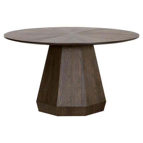 Courtney Rustic Lodge Brown Wood Round Pedestal Dining Table - Large - 54"W | Kathy Kuo Home