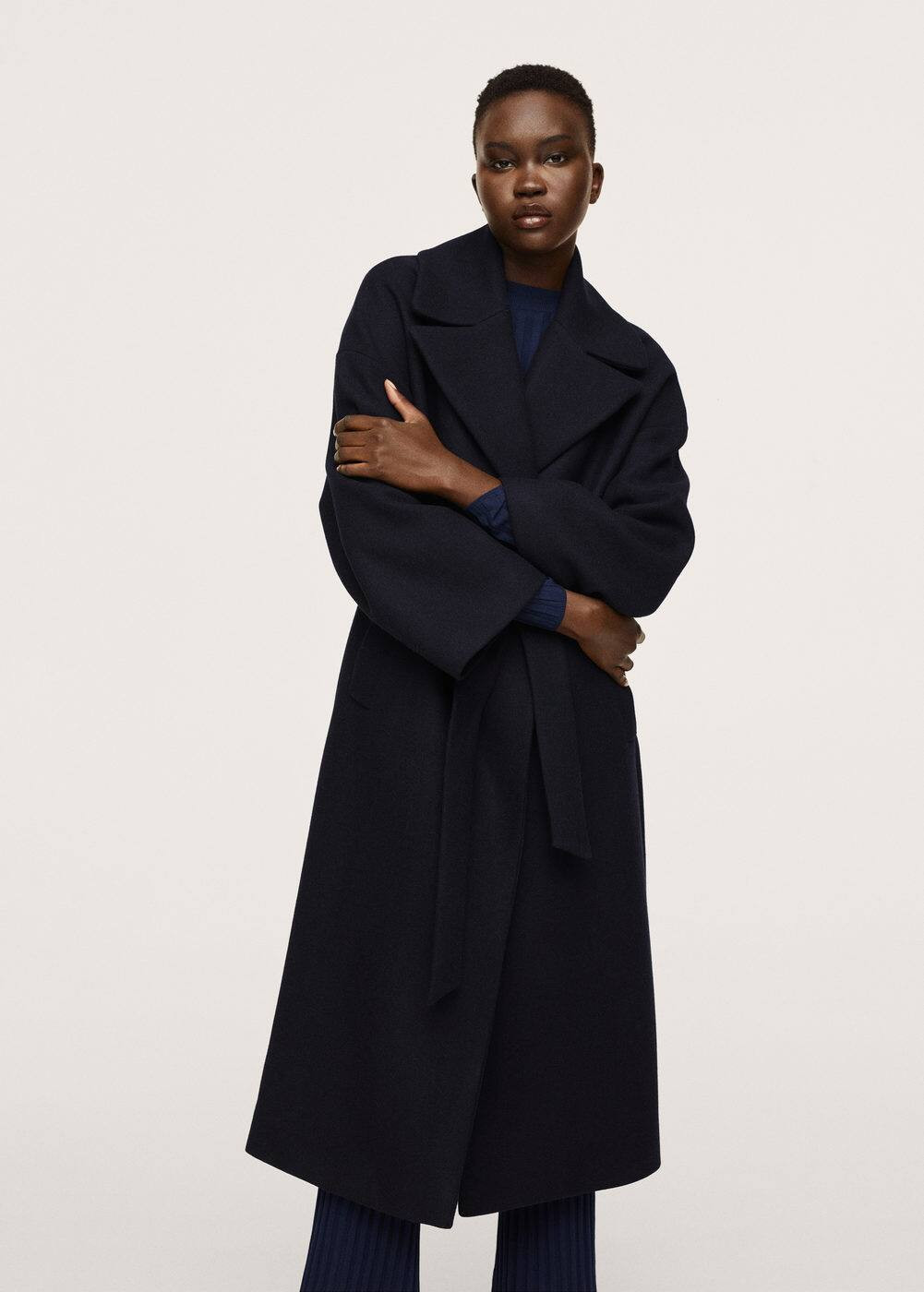 Wide lapel wool-blend coat -  Women | Mango United Kingdom | MANGO (UK)