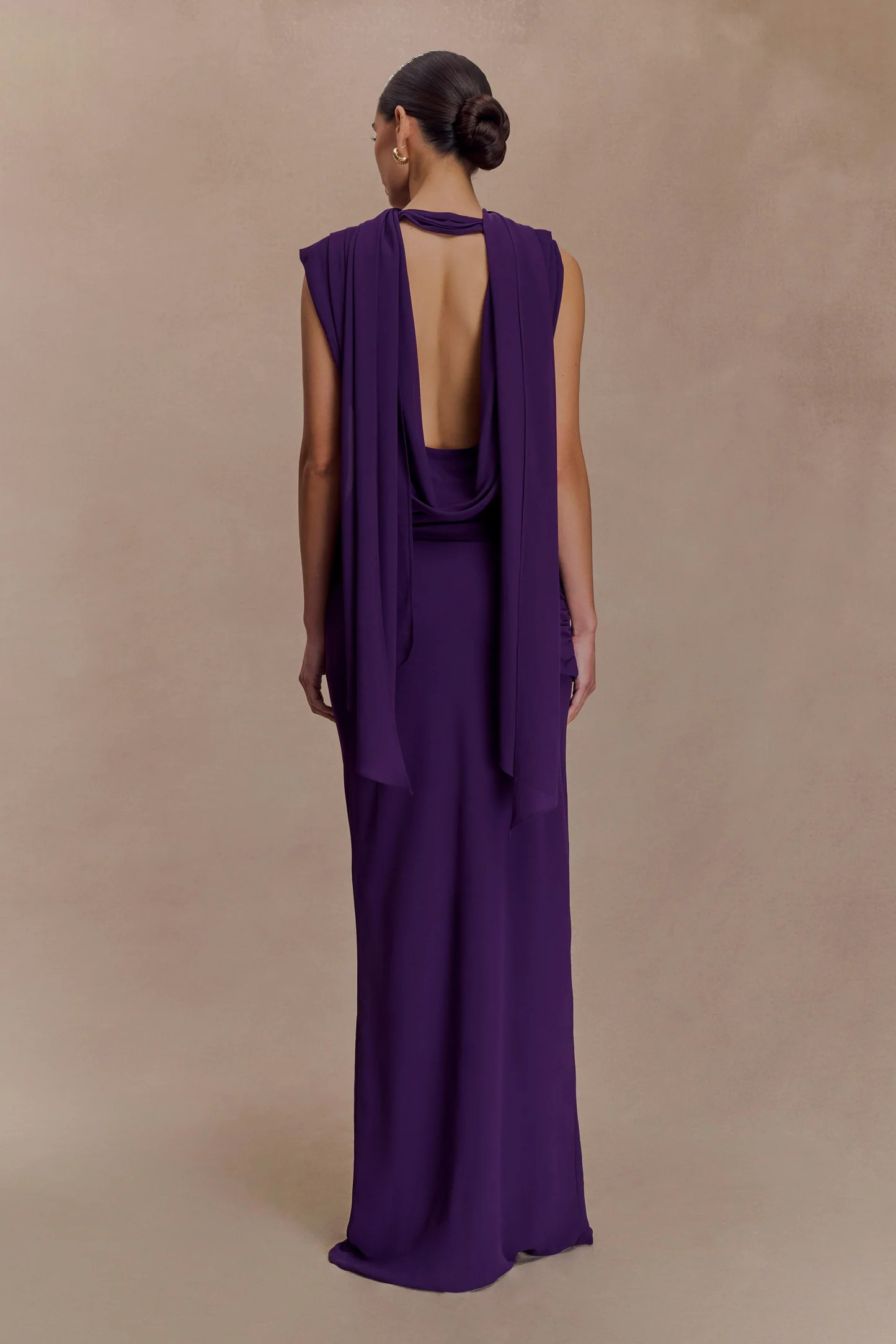 Giulia Chiffon Draped Maxi Dress - Purple | MESHKI US