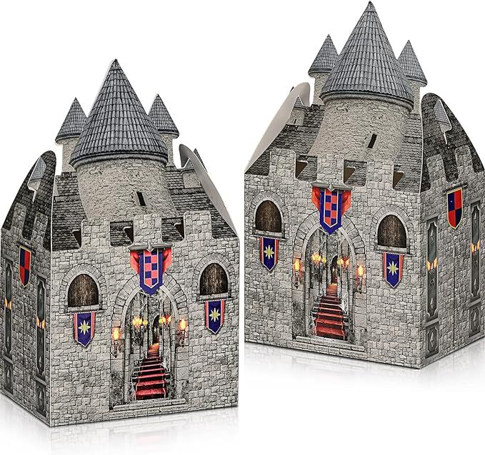 8 x 5 x 3 Inches Medieval Castle Box Cardboard Castle Knight Theme Party Supplies DIY Candy Treat... | Amazon (US)