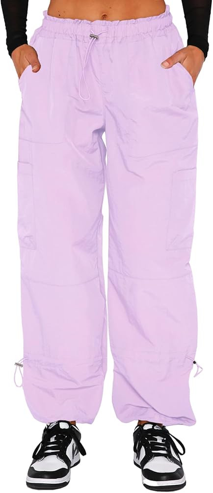 Waitfairy Cargo Pants Women Drawstring Elastic Waist Baggy Parachute Pants Woman Y2K Bottoms with... | Amazon (US)