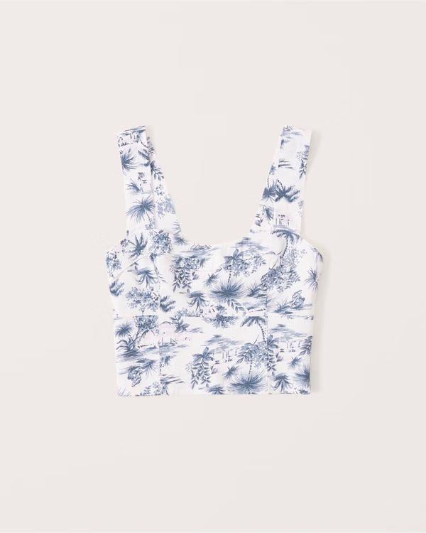 Women's Cropped Linen-Blend Corset Top | Women's New Arrivals | Abercrombie.com | Abercrombie & Fitch (US)