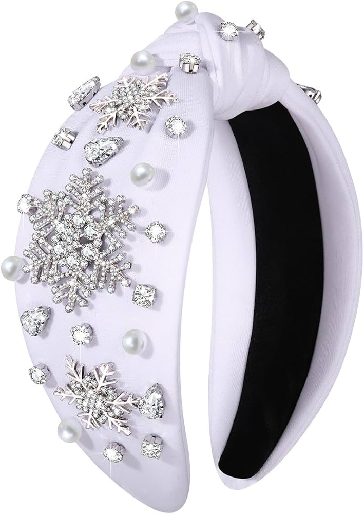 boderier Christmas Headbands for Women Sparkly Rhinestone Snowflake Headband Crystal Wide Knotted... | Amazon (US)