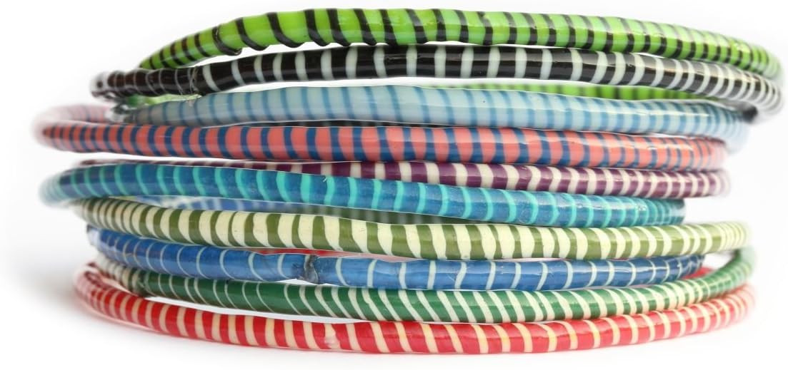 SayitBands.com 10 Recycled Flip Flop Bracelets Assorted Colors Hand Made in Mali, West Africa | Amazon (US)