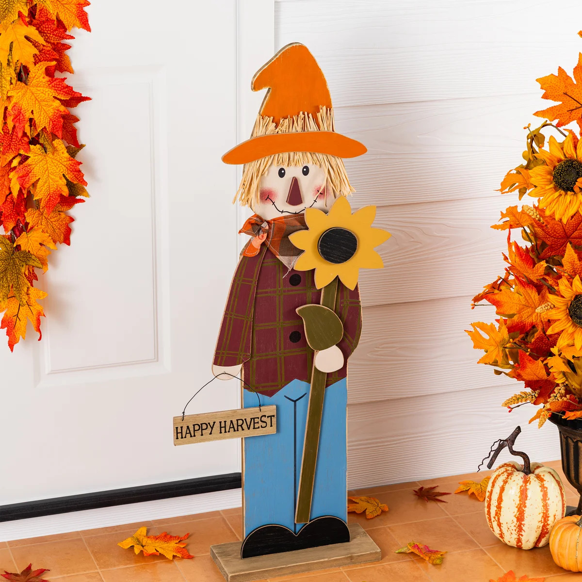 36"H Fall Solid Wood Scarecrow Porch Decor(KD) | Wayfair North America