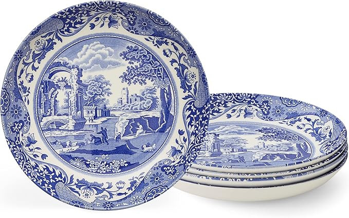 Spode Blue Italian Pasta Bowls | Set of 4 | 9-Inch | Salad, Pasta, and Soup Serving Bowls | Round... | Amazon (US)