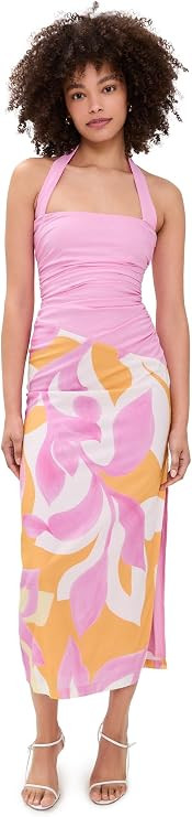 Amazon.com: Seven Wonders Women's Evie Halter Ruched Midi Dress, Amoree Orange, S : Clothing, Sho... | Amazon (US)