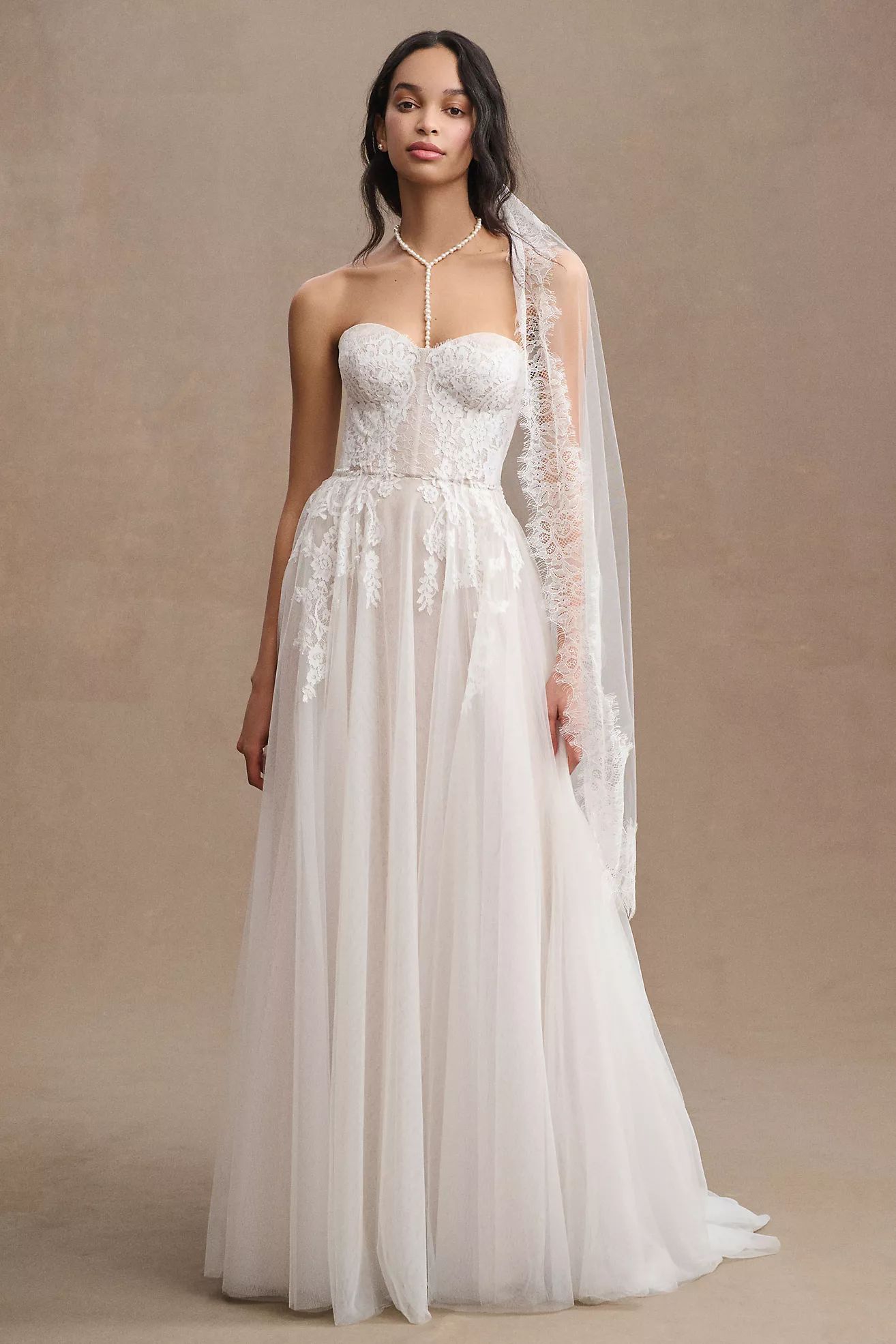 Watters Jaislyn Strapless Corset Lace Wedding Gown | Anthropologie (US)
