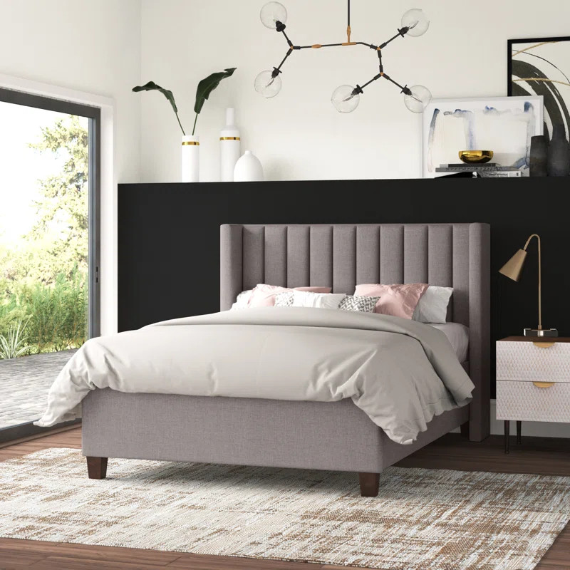 Felder Vertical Channel Tufted Wingback Upholstered Platform Bed | Wayfair North America