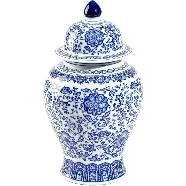 Blue and White Ginger Jars for Home Décor, Chinoiserie Porcelain, Ginger Jar Vase Decor, Good Id... | Walmart (US)
