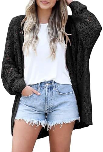 GRECERELLE Crochet Cardigan Sweaters for Women Lightweight Open Front Oversized Boho Knit Cardiga... | Amazon (US)