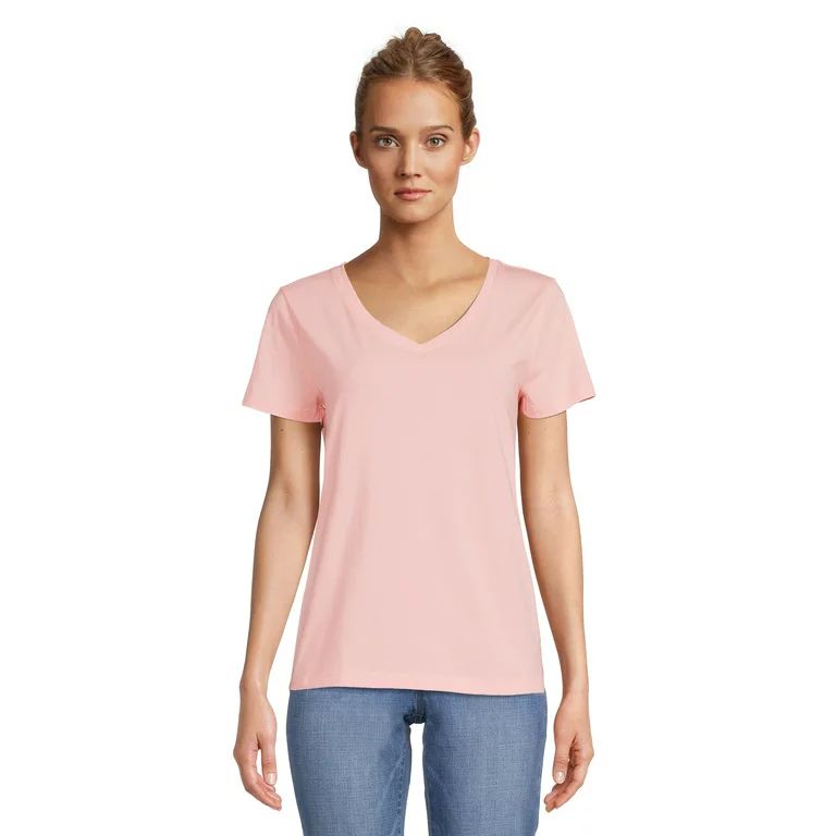 Time and Tru Women's Cotton V-Neck T-Shirt | Walmart (US)