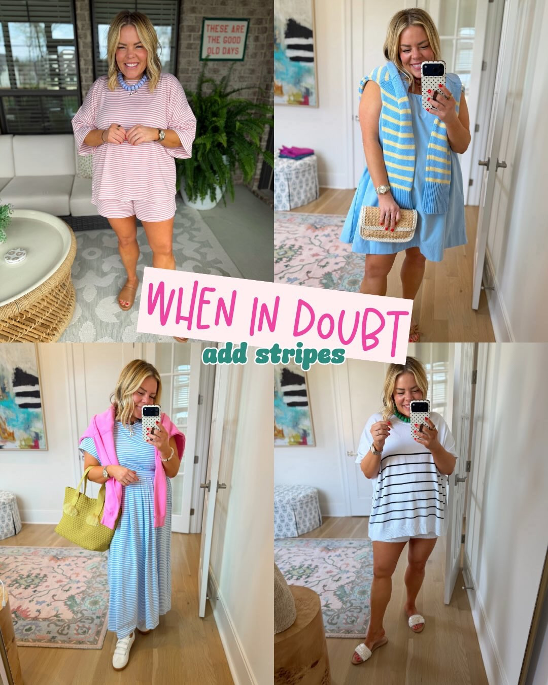 When in doubt… add stripes 💁🏼‍♀️✨
There’s just something about stripes that instantly makes an outfit feel more styled! Whether it’s a matching set, a dress, or layering a sweater over your shoulders

#LTKgrwm #LTKootd #LTKmomlife