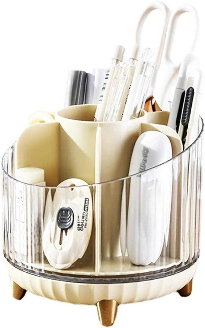 EMOGGOKI Pencil Desk Holder Rotating Desk Organizer,Desk Pen Caddy Supplies Organizer 7 Compartme... | Amazon (US)