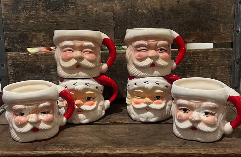 Vintage Christmas Santa mugs - Japan - INARCO santa mugs | Etsy (US)