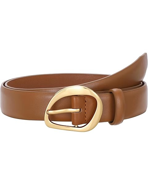 WHIPPY Women's Belt for Jeans Pants Fashion Leather Waist Belts with Gold Buckle | Amazon (US)