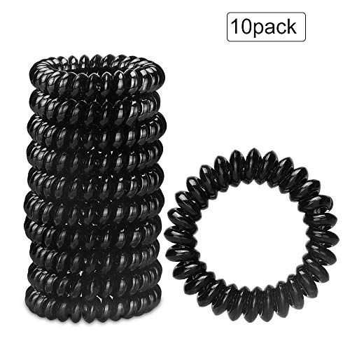 Anfu 10 Piece Phone Cord Spiral Hair Ties Ponytail Holder, Telephone Line Hair Loop Rope Set, Black, 2.3 Pound | Amazon (US)