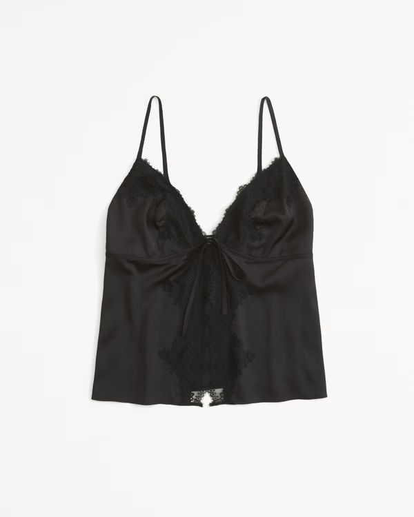 Lace and Satin Tie-Front Cami | Abercrombie & Fitch (US)