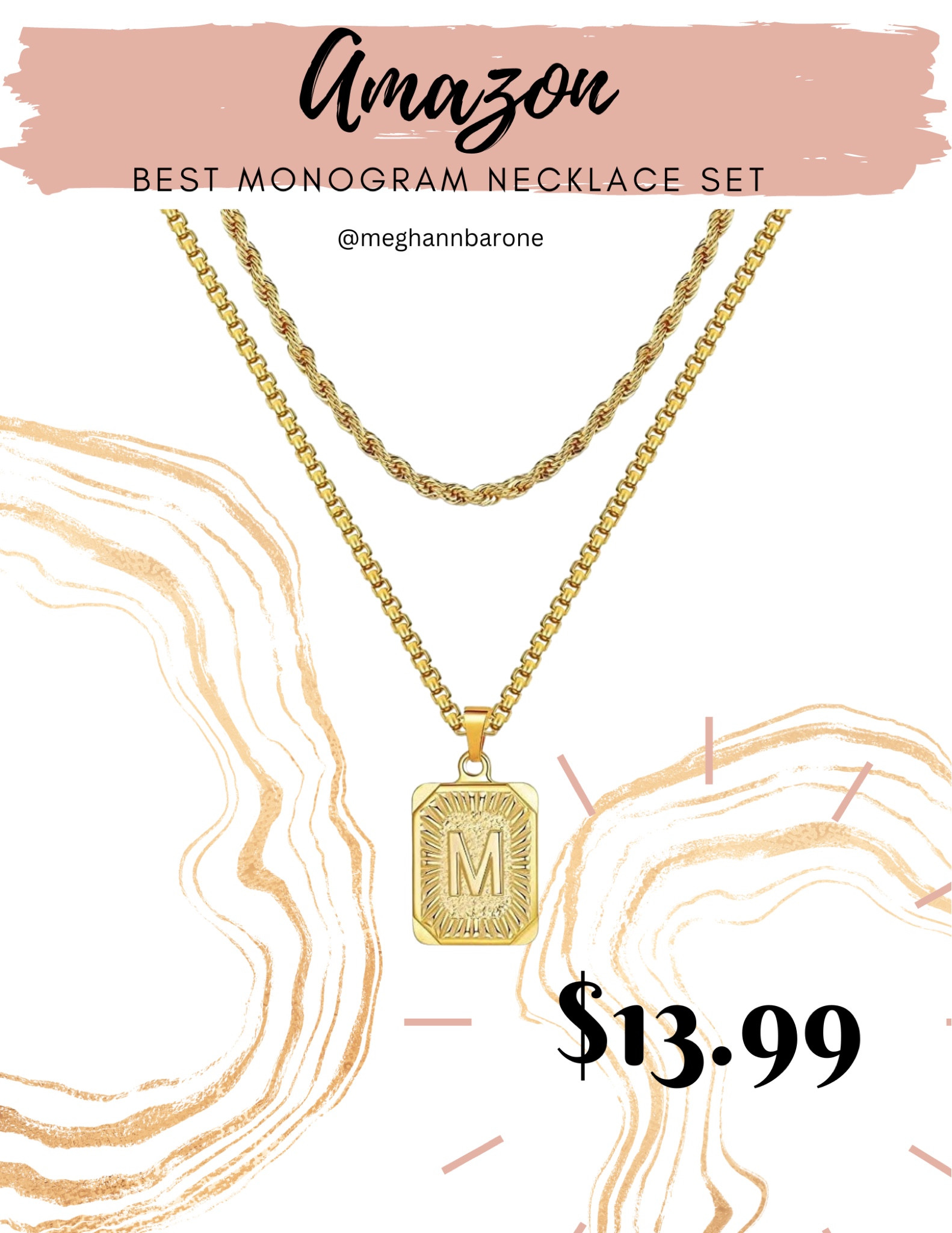 Monogram necklace with all letters. Gold plated and great heavy quality. Two chains compliment each other together or look great worn alone too!

#LTKGiftGuide #LTKstyletip #LTKunder50