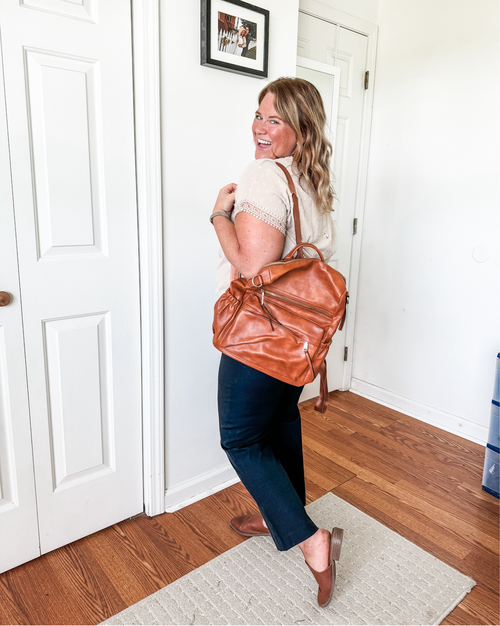 Easy teacher outfit with the best teacher pants! 

#LTKFindsUnder50 #LTKBacktoSchool #LTKMidsize