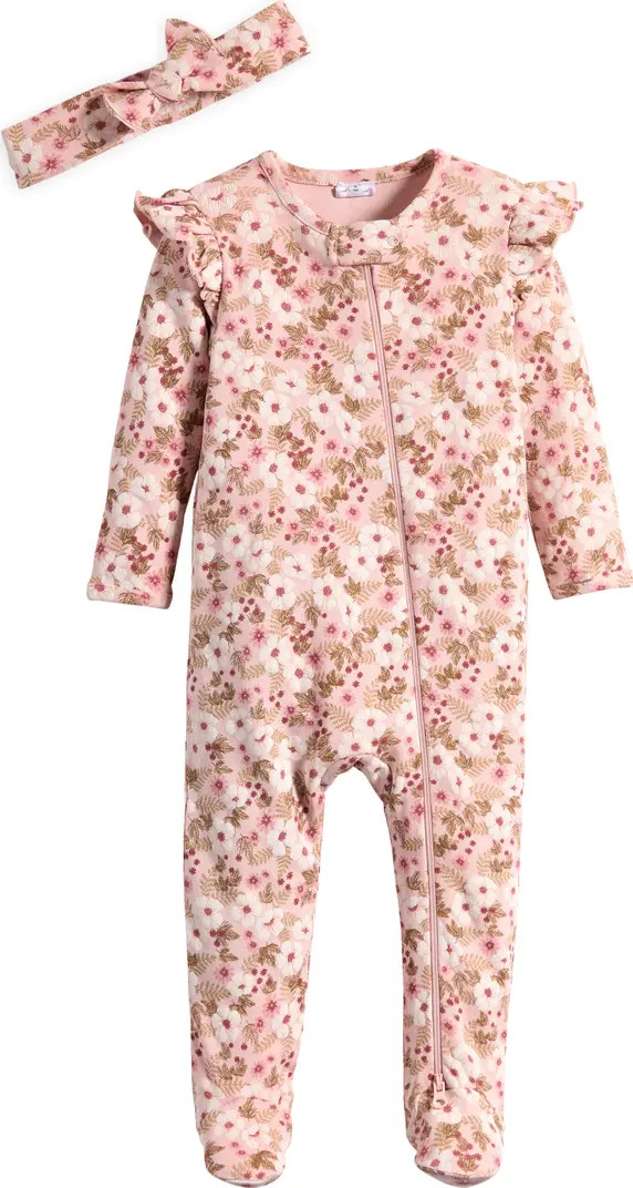 Zip Front Footie & Headband Set | Nordstrom